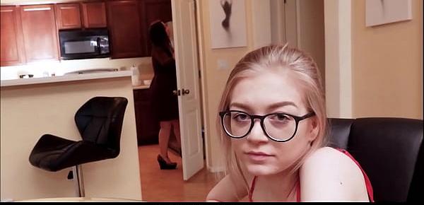  Tiny Blonde Cute & Nerdy Teen Step Daughter Jayden Hayes Play With Step Dad In Front Of Mom Before School POV